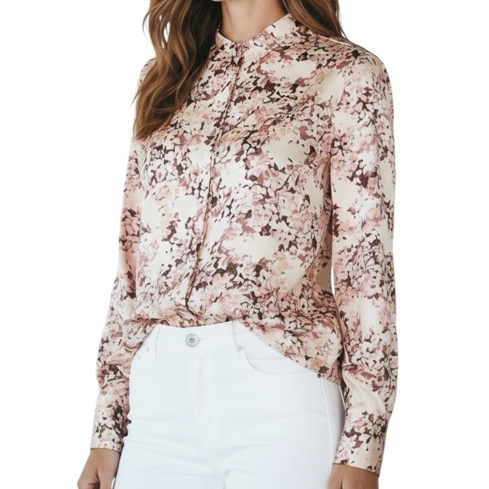 EQUIPMENT Floral Long Sleeve Button Front Blouse Size Medium